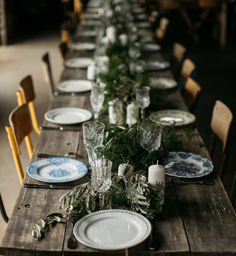 Grande assiette vintage Bleu-vert