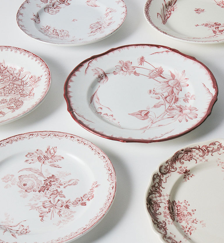 Grande assiette vintage Rouge-rose