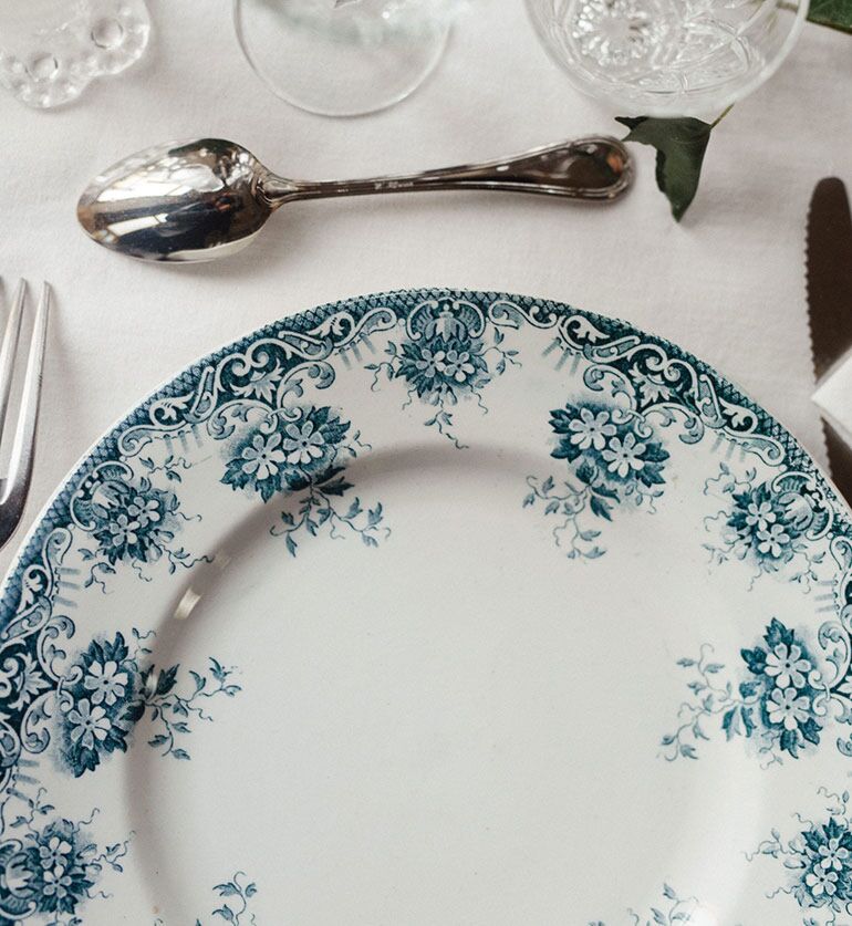 Grande assiette vintage Bleu-vert