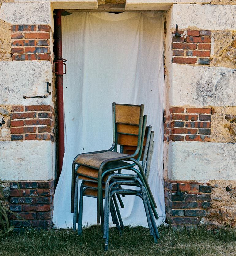 Chaise d’écolier bois acier vintage